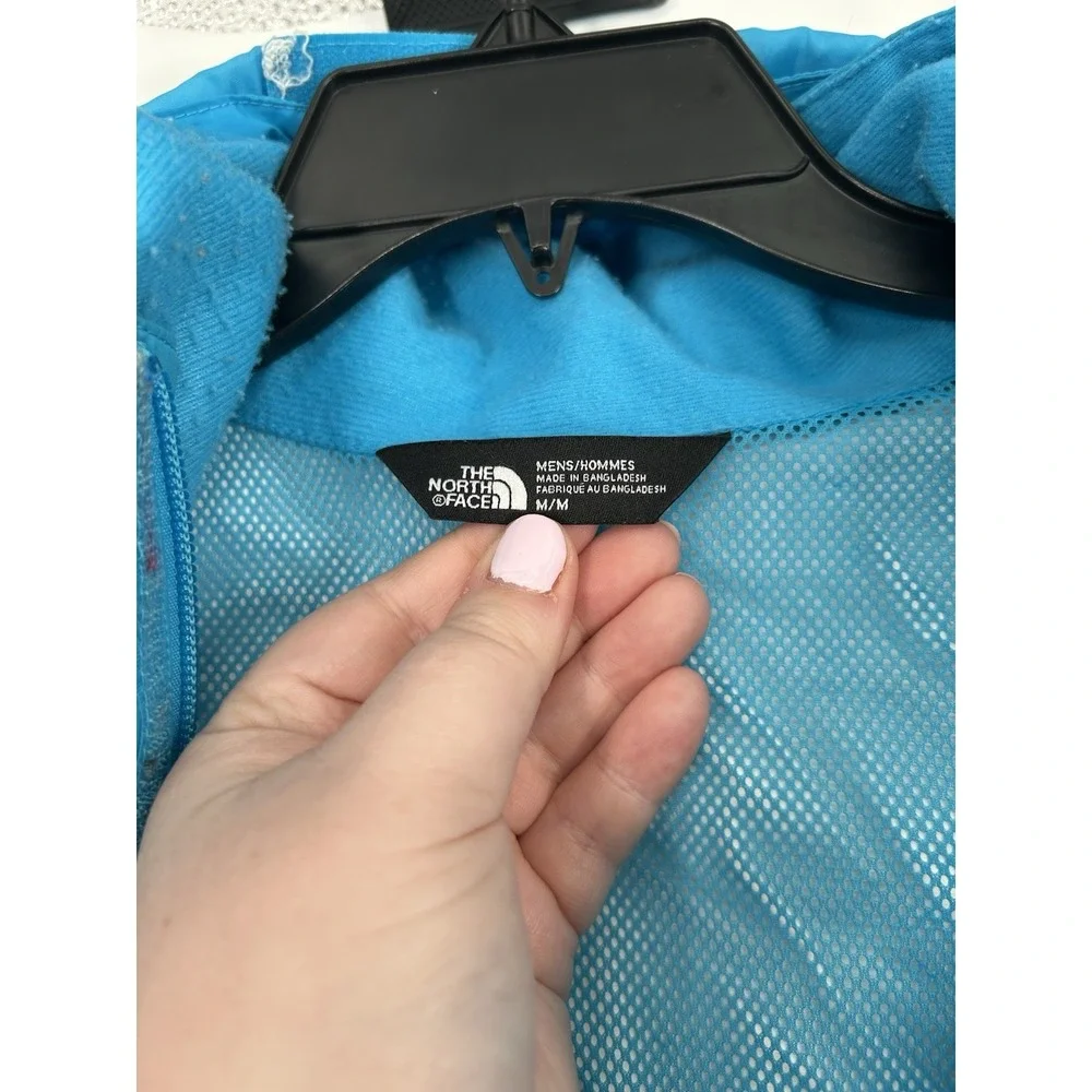 The North Face 100% Nylon Windbreaker Full‎ Zip Up Hooded Lined Blue Mens Medium